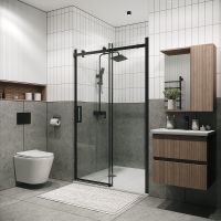 Душевая дверь Grossman Classic 100 профиль Черный матовый стекло прозрачное арт-100.K33.04.100.21.00 — фото 3, Раздвижные душевые двери