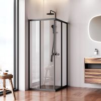 Душевой уголок AM.PM Sunny 100х80 профиль Черный матовый стекло прозрачное арт-W87G-403-10080-BT — фото 1, Прямоугольные душевые уголки