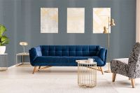 Обои Marburg Papis Loveday Винил на флизелине (0,7*10,05) Синий/Золото, Линии/Полоса/Рогожка арт-33747 — фото 4, Обои для стен