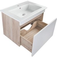 Тумба под раковину Runo Модена 65 подвесная Крафтовый дуб Белая арт-00-00001425 — фото 2, Тумбы под раковину