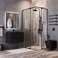 Зеркало Bond Cube 80x80 с подсветкой Черное с бесконтактным выключателем арт-M36ZE-8080 — фото 3, Зеркала в ванную комнату