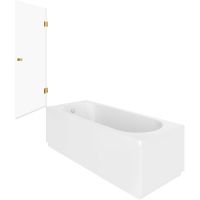 Шторка на ванну STWORKI Ольборг 70 профиль Золото стекло прозрачное арт-583128 — фото 7, Шторки для ванной распашные