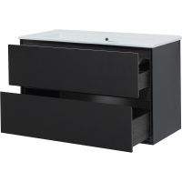 Тумба под раковину Aquanet Милан 105 подвесная Черный глянец арт-316690 — фото 7, Тумбы под раковину