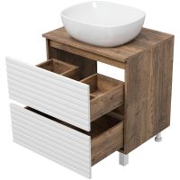 Тумба под раковину Brevita Dakota 60 Белая матовая Дуб Галифакс олово арт-DAK-07060-19/01-2Я — фото 3, Тумбы под раковину