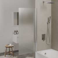 Шторка на ванну Berges River S 80х145 профиль Хром стекло матовое арт-065019 — фото 2, Шторки для ванной распашные