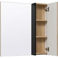 Зеркало со шкафом Runo Мальта 70 Дуб Черное арт-00-00001101 — фото 2, Зеркальные шкафы в ванную