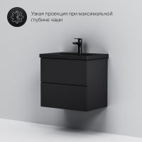 Тумба под раковину AM.PM Gem 60 подвесная Черная матовая арт-M90FHX06022BM — фото 6, Тумбы под раковину