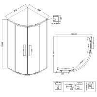 Душевой уголок Niagara Nova 80х80 профиль Черный матовый стекло прозрачное арт-NG-6825-34BLACK — фото 10, Душевые уголки четверть круга