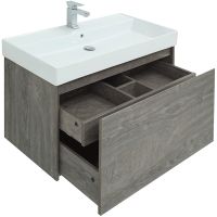 Тумба под раковину Aquanet Nova Lite 100 подвесная Дуб рошелье арт-242579 — фото 3, Тумбы под раковину