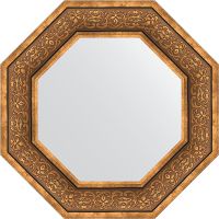 Зеркало Evoform Octagon 59х59 в багетной раме - Вензель бронзовый 101 мм арт-BY 3838 — фото 1, Зеркала в ванную комнату