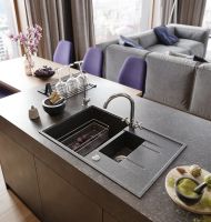 Кухонная мойка Domaci Бьелла DMC-21K арт-DMC-21K-308 черная — фото 2, Кухонные мойки