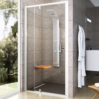 Душевая дверь Ravak Pivot PDOP2-110 профиль Белый ручка Хром стекло Transparent арт-03GD0100Z1 — фото 1, Распашные душевые двери