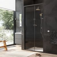 Душевая дверь AM.PM Gem Solo 100 профиль Черный матовый стекло прозрачное арт-W90G-100-1-195BT — фото 2, Раздвижные душевые двери