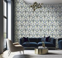 Обои Emiliana Parati Damasco Reale Винил на флизелине (1,06*10,05) Бежевый/Голубой/Золото, Дамаск арт-73402 — фото 4, Обои для стен