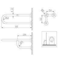 Поручень Nofer Матовая нержавеющая сталь арт-15047.S — фото 2, Поручни для ванной