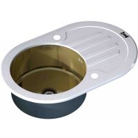 Кухонная мойка ZorG Glass Белый / Бронза арт-GL-7851-OV-WHITE-BRONZE — фото 1, Кухонные мойки