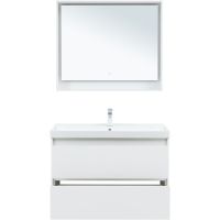 Тумба под раковину Aquanet Милан 100 подвесная Белый глянец арт-336370 — фото 9, Тумбы под раковину