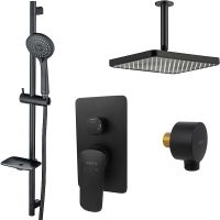 Душевая система Aquatek Вега Черная матовая арт-AQ1075MB — фото 1, Встраиваемые душевые комплекты