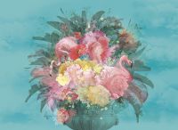 Фреска Ortograf Paradise 32245 Фактура флок FLK Флизелин (3,7*2,7) Голубой/Разноцветный, Цветы арт-32245 (флок FLK) — фото 2, Фрески