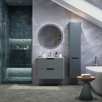 Тумба с раковиной Creto Bravo 80 подвесная Серая арт-22-BrG80 — фото 8, Тумбы с раковиной