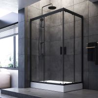 Душевой уголок AM.PM Gem 120х80 профиль Черный матовый стекло прозрачное арт-W90G-404-120280-BT — фото 1, Прямоугольные душевые уголки