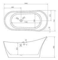 Акриловая ванна Abber 169х75 без гидромассажа арт-AB9245 — фото 4, Акриловые ванны