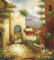 Фреска Ortograf Городской пейзаж живопись 4861 Фактура бархат FX Флизелин (2,7*3) Бежевый/Оранжевый, Город/Пейзаж/Живопись арт-4861 (бархат FX) — фото 2, Фрески