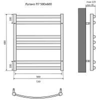Водяной полотенцесушитель Aquatek Лугано П7 500x600 Хром арт-AQ DOC0760CH — фото 13, Водяные полотенцесушители