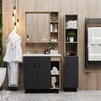 Тумба под раковину Onika Тимбер 80.10 Серый матовый Дуб сонома арт-108046 — фото 2, Тумбы под раковину