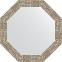 Зеркало Evoform Octagon 63х63 в багетной раме - Соты титан 70 мм арт-BY 3749 — фото 1, Зеркала в ванную комнату