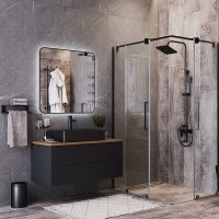 Зеркало Bond Loft 80x80 с подсветкой Черное глянцевое с бесконтактным выключателем арт-M35ZE-8080 — фото 7, Зеркала в ванную комнату