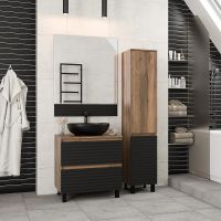 Тумба под раковину Brevita Dakota 70 Черный кварц Дуб Галифакс олово арт-DAK-07070-19/02-2Я — фото 7, Тумбы под раковину