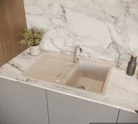 Кухонная мойка Domaci Бьелла DMC-24 арт-GWS-24-328 бежевая — фото 2, Кухонные мойки