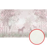 Фреска детская Ortograf Для малышей 6767 Фактура флок FLK Флизелин (4,8*2,7) Розовый, Деревья/Животные/Цветы арт-6767 (флок FLK) — фото 1, Фрески