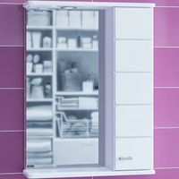 Зеркало со шкафом СанТа Омега 60 R с подсветкой Белое арт-107004 — фото 2, Зеркальные шкафы в ванную