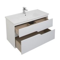 Тумба под раковину Aquanet Модена 100 подвесная Белый глянец арт-198489 — фото 4, Тумбы под раковину