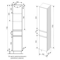 Шкаф пенал Style Line Атлантика Люкс Plus 35 с бельевой корзиной Бетон темный арт-СС-00002284 — фото 8, Пеналы для ванной комнаты