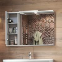 Зеркало со шкафом Vigo Diana 100 L с подсветкой Белое с электровыключателем арт-z.DIA.100.L.El — фото 2, Зеркальные шкафы в ванную