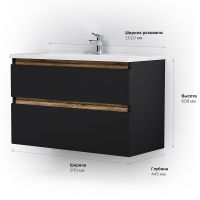 Тумба под раковину AM.PM X-Joy 100 подвесная Черная матовая арт-M85AFHX1002BM — фото 12, Тумбы под раковину