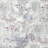 Обои Solo Blooming City Винил на флизелине (1,06*10) Бежевый/Розовый/Голубой, Город/Цветы арт-SL8627-24 — фото 1, Обои для стен