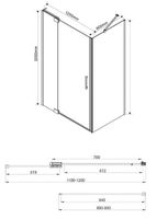 Душевой уголок Vincea Extra 120х90 профиль Черный стекло прозрачное арт-VSR-1E111290CLB — фото 6, Прямоугольные душевые уголки