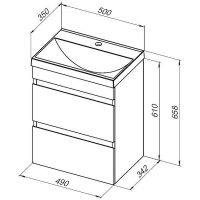 Тумба под раковину Aquanet Нота New 50 подвесная Дуб веллингтон табак арт-334190 — фото 12, Тумбы под раковину