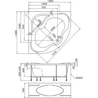 Акриловая ванна Marka One Afrodita 140х140 без гидромассажа арт-01аф1414 — фото 11, Акриловые ванны