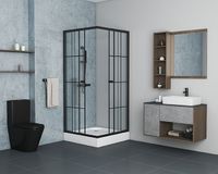 Душевой уголок Niagara Nova NG-0180-14 80х80 профиль Черный стекло прозрачное с принтом арт-_01801412 — фото 3, Квадратные душевые уголки