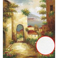 Фреска Ortograf Городской пейзаж живопись 4861 Фактура бархат FX Флизелин (2,7*3) Бежевый/Оранжевый, Город/Пейзаж/Живопись арт-4861 (бархат FX) — фото 1, Фрески