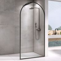 Душевая перегородка Abber Immer Offen 120 профиль Черный стекло прозрачное арт-AG64120B — фото 1, Душевые перегородки