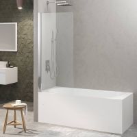 Шторка на ванну Berges River S 90х145 профиль Хром стекло прозрачное арт-065012 — фото 1, Шторки для ванной распашные