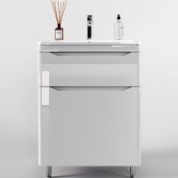 Тумба под раковину Style Line Марелла 60 Люкс Plus Белый глянец антискрейтч арт-СС-00002396 — фото 1, Тумбы под раковину