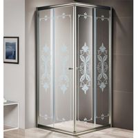 Душевой уголок Cezares Giubileo A-2 80х80 стекло прозрачное с матовым принтом профиль Бронза арт-GIUBILEO-A-2-80-SCORREVOLE-CP-Br — фото 1, Квадратные душевые уголки