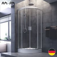 Душевой уголок AM.PM Gem 80х80 радиальный профиль Матовый хром стекло прозрачное арт-W90G-401-080WT — фото 12, Душевые уголки четверть круга